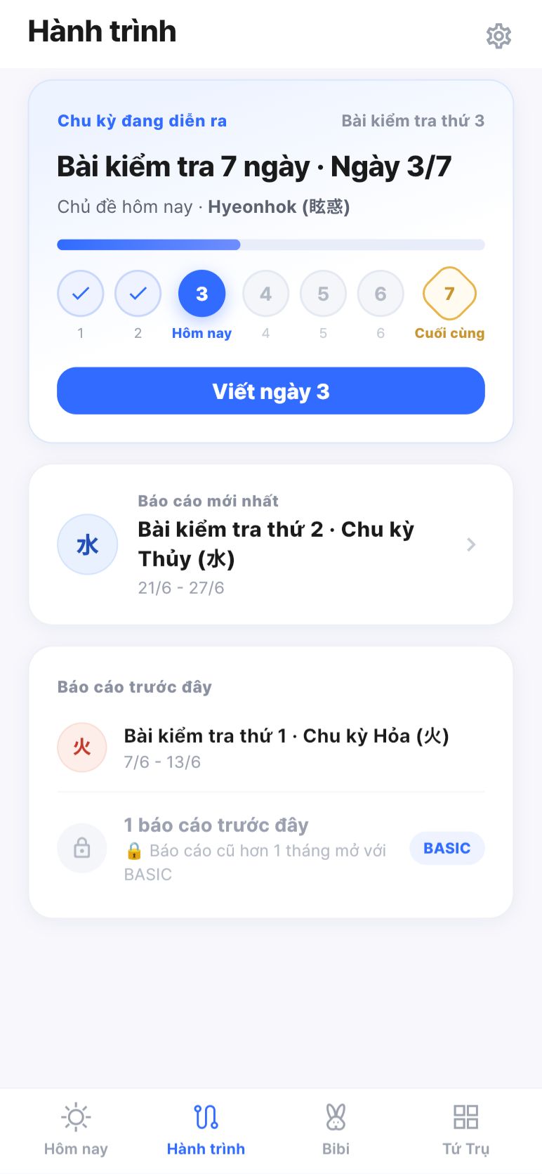 Hành trình · ngày 3 trên 7