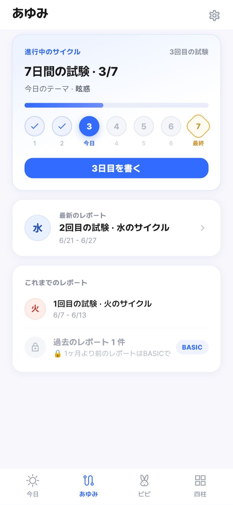 あゆみ · 7日のうち3日目