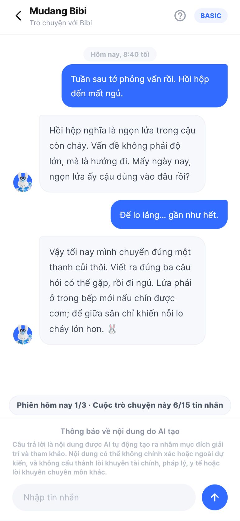 Bibi · trò chuyện bất cứ lúc nào